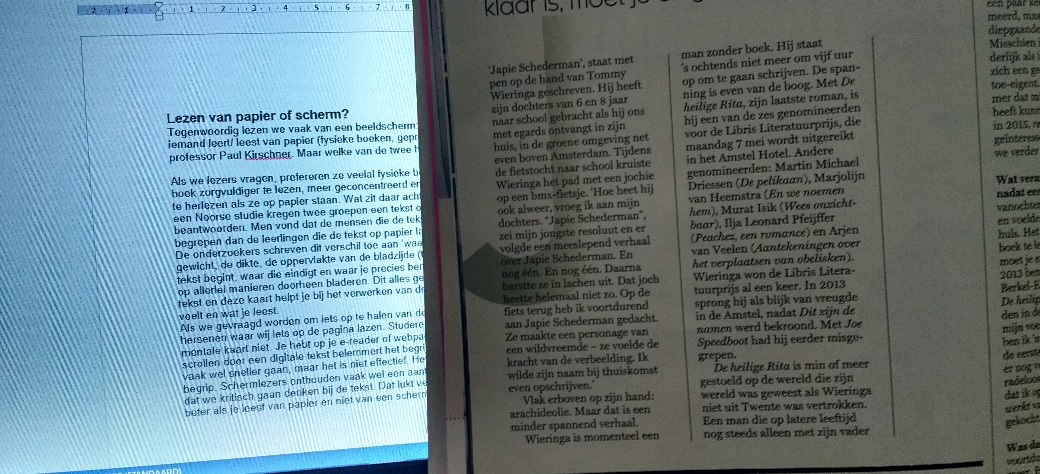 Lezen van papier of scherm?